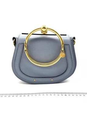 Chloe Mini Nile Bag in Dusty Blue with Gold Bracelet Handle